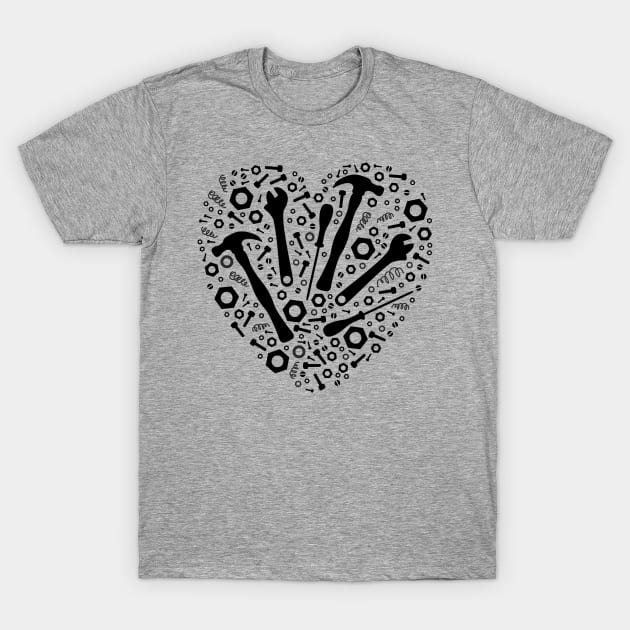 Mechanic Love - Graphic Tools in a Heart T-Shirt by XOOXOO